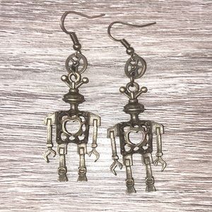 2/$25 Steampunk robot earrings